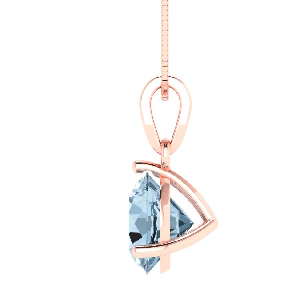 2 tcw Necklace Pendant - 14K White Gold Round Cut Solitaire  Sky Blue Topaz - Adjustable Length - 15in Box Chain to 18in