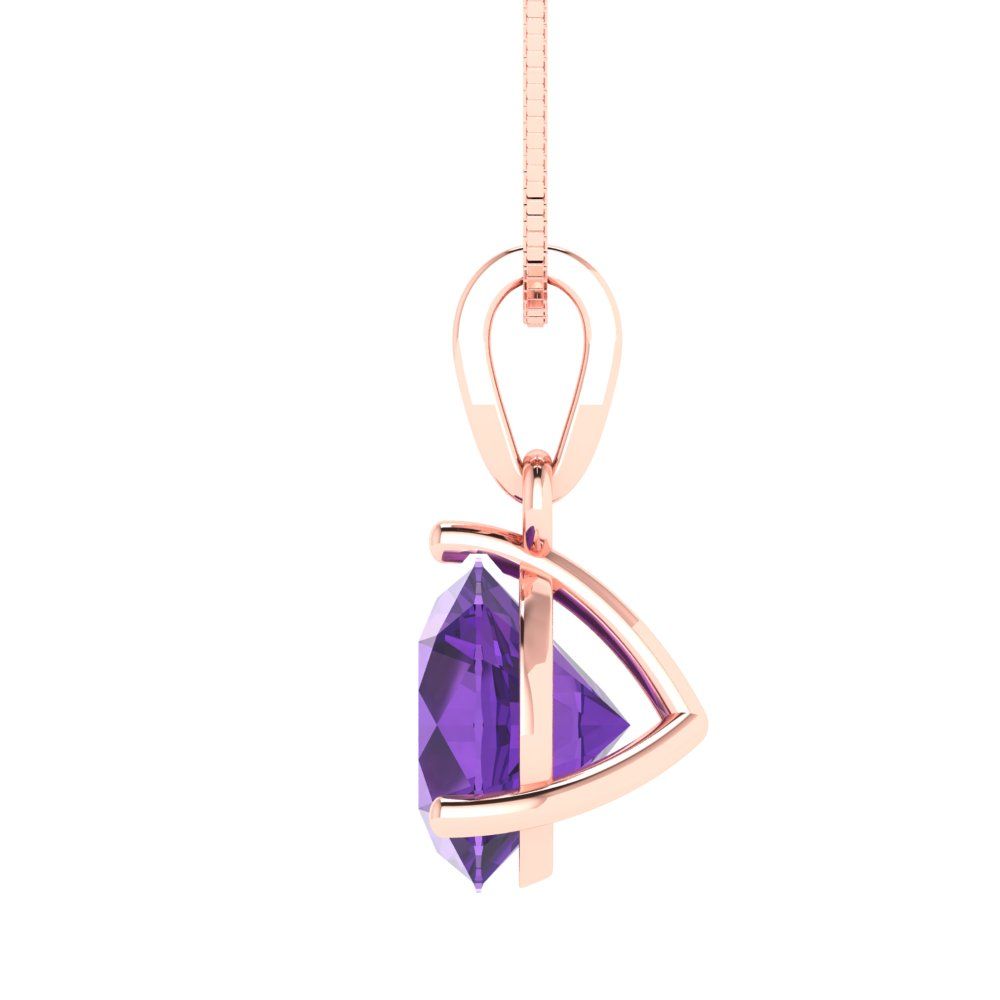 2cttw Round Cut Amethyst Gold-Plated 925 Silver Pendant and 16" Box-Chain Necklace