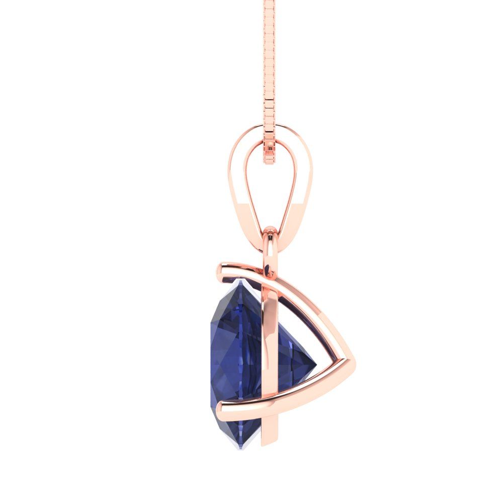 2cttw Round Cut Blue Sapphire Gold-Plated 925 Silver Pendant and 16" Box-Chain Necklace