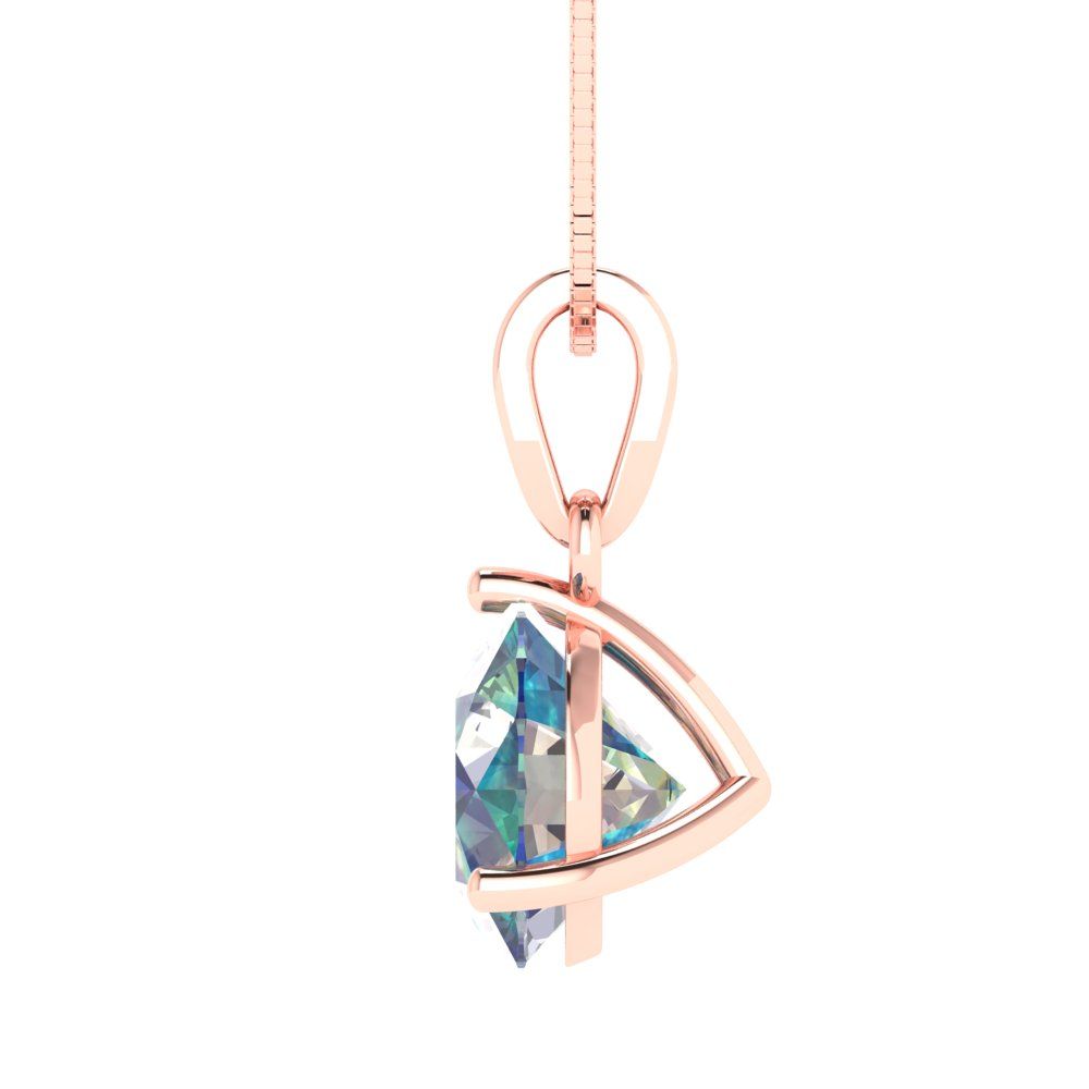 2cttw Round Cut Blue Moissanite Gold-Plated 925 Silver Pendant and 16" Box-Chain Necklace