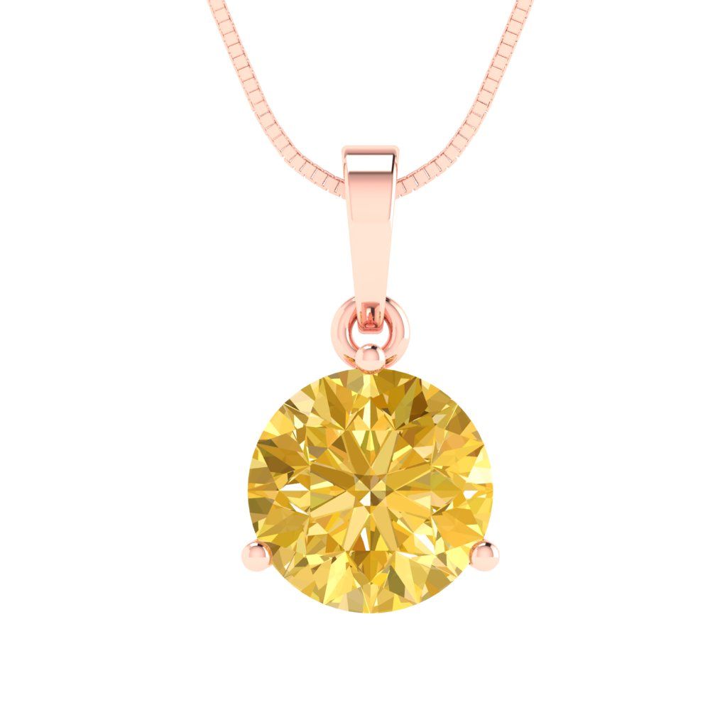 2cttw Round Cut Citrine Gold-Plated 925 Silver Pendant and 16" Box-Chain Necklace