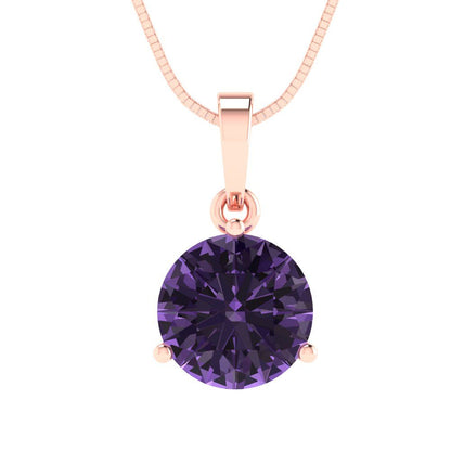 2cttw Round Cut Alexandrite Gold-Plated 925 Silver Pendant and 16" Box-Chain Necklace