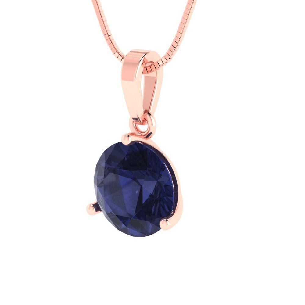 2cttw Round Cut Blue Sapphire Gold-Plated 925 Silver Pendant and 18" Box-Chain Necklace