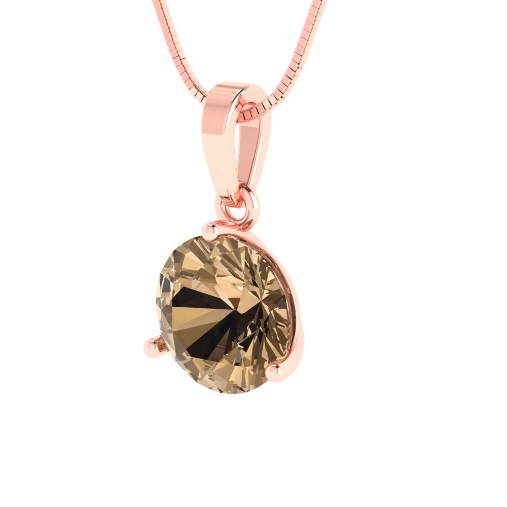 2cttw Round Cut Champagne Gold-Plated 925 Silver Pendant and 18" Box-Chain Necklace