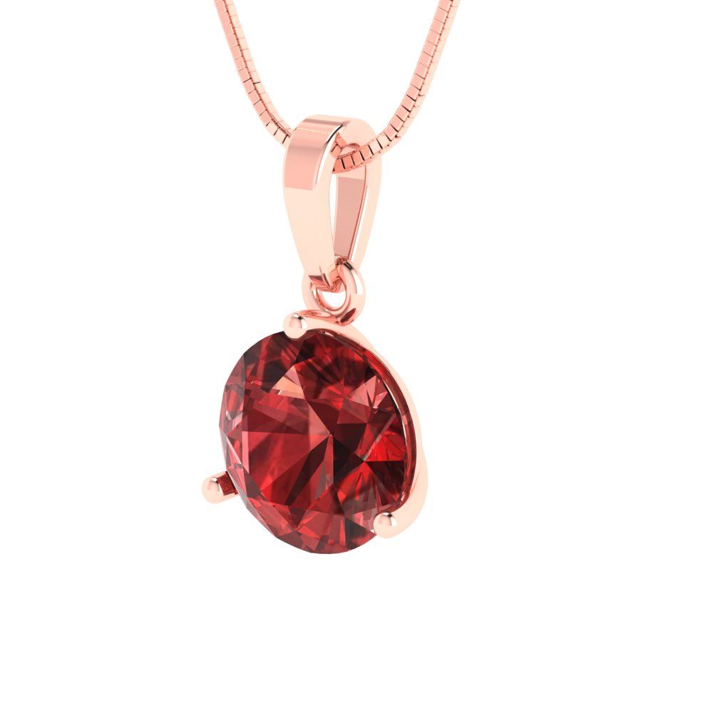2cttw Round Cut Garnet Gold-Plated 925 Silver Pendant and 18" Box-Chain Necklace