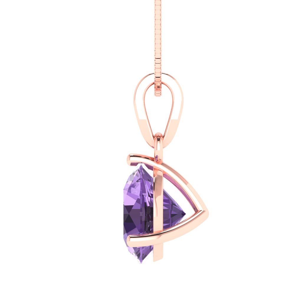 2cttw Round Cut Alexandrite Gold-Plated 925 Silver Pendant and 18" Box-Chain Necklace