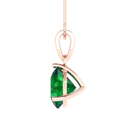 2cttw Round Cut Emerald Gold-Plated 925 Silver Pendant and 18" Box-Chain Necklace