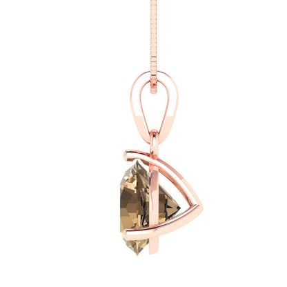 2cttw Round Cut Champagne Gold-Plated 925 Silver Pendant and 18" Box-Chain Necklace