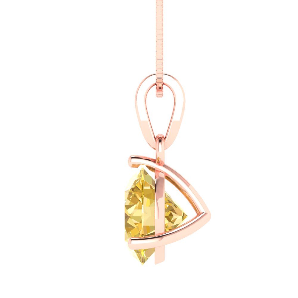 2cttw Round Cut Citrine Gold-Plated 925 Silver Pendant and 18" Box-Chain Necklace