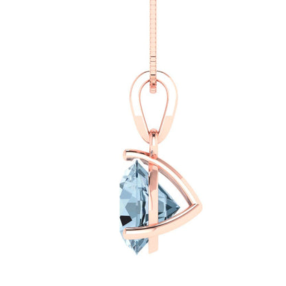 2cttw Round Cut Aquamarine Gold-Plated 925 Silver Pendant and 18" Box-Chain Necklace