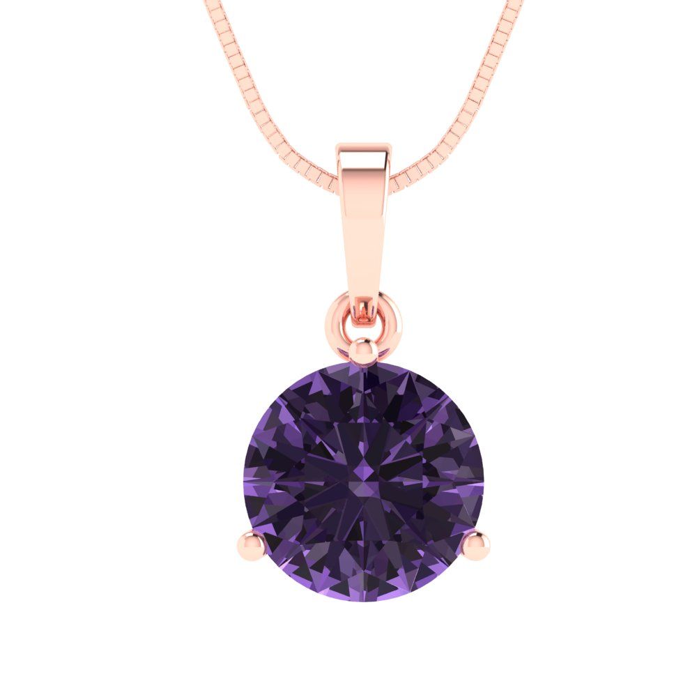 2cttw Round Cut Alexandrite Gold-Plated 925 Silver Pendant and 18" Box-Chain Necklace