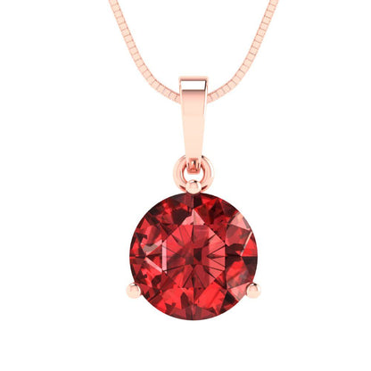 2cttw Round Cut Garnet Gold-Plated 925 Silver Pendant and 18" Box-Chain Necklace