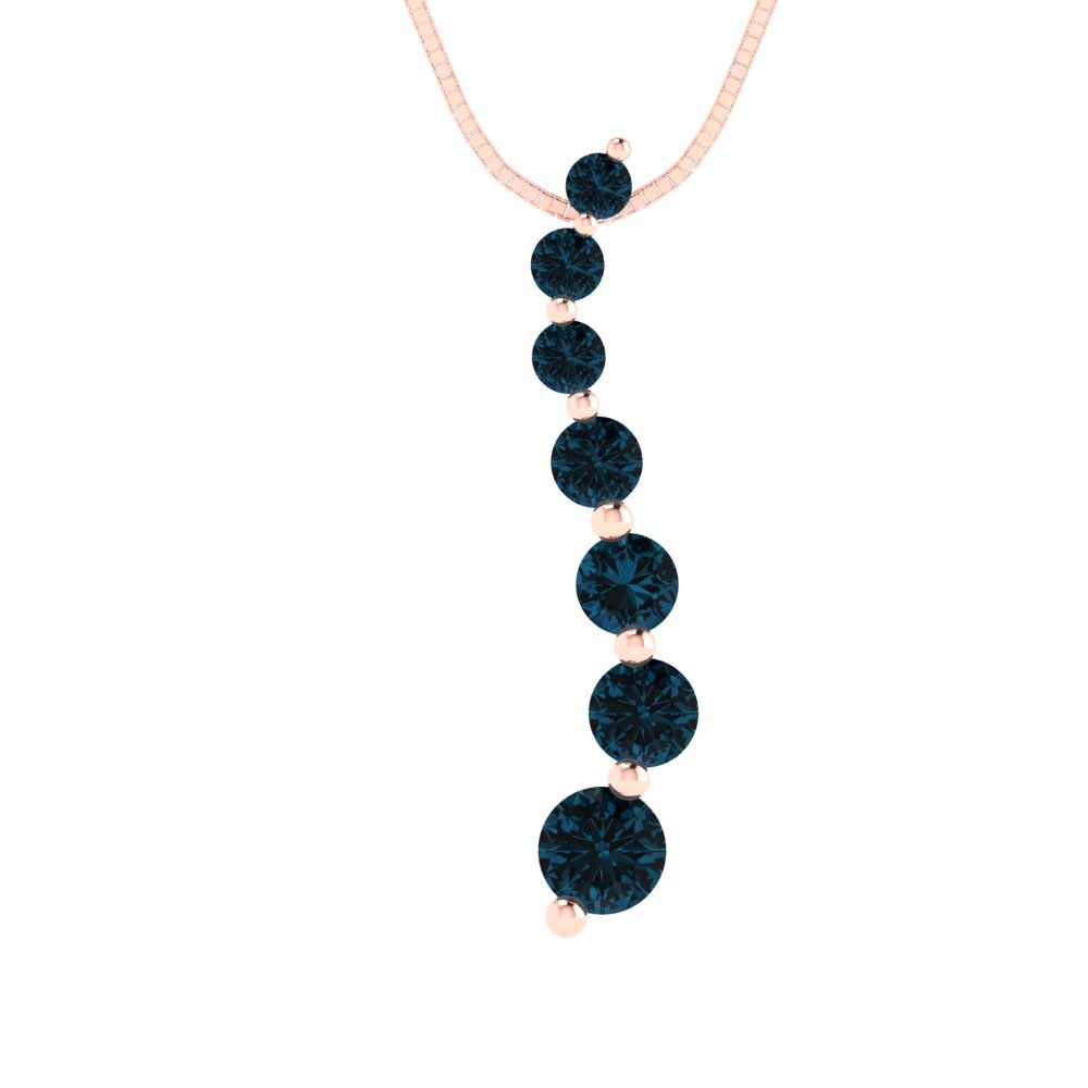 0.475 tcw Necklace Pendant - 14K White Gold Round Cut Charm London - Adjustable Length - 15in Box Chain to 18in