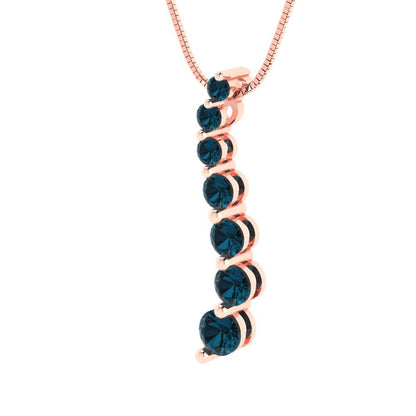 0.475 tcw Necklace Pendant - 14K White Gold Round Cut Charm London - Adjustable Length - 15in Box Chain to 18in