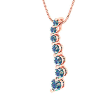 0.475cttw Round Cut Blue Moissanite Gold-Plated 925 Silver Pendant and 16" Box-Chain Necklace