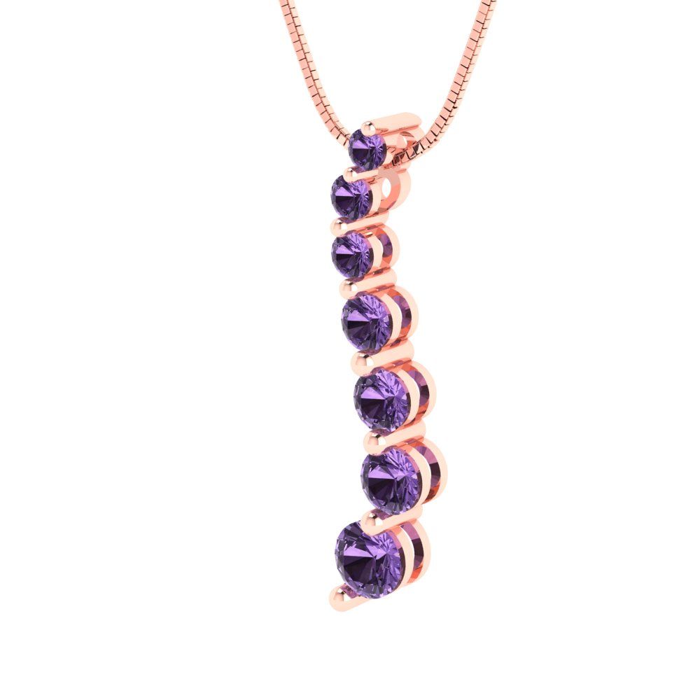 0.475cttw Round Cut Alexandrite Gold-Plated 925 Silver Pendant and 16" Box-Chain Necklace