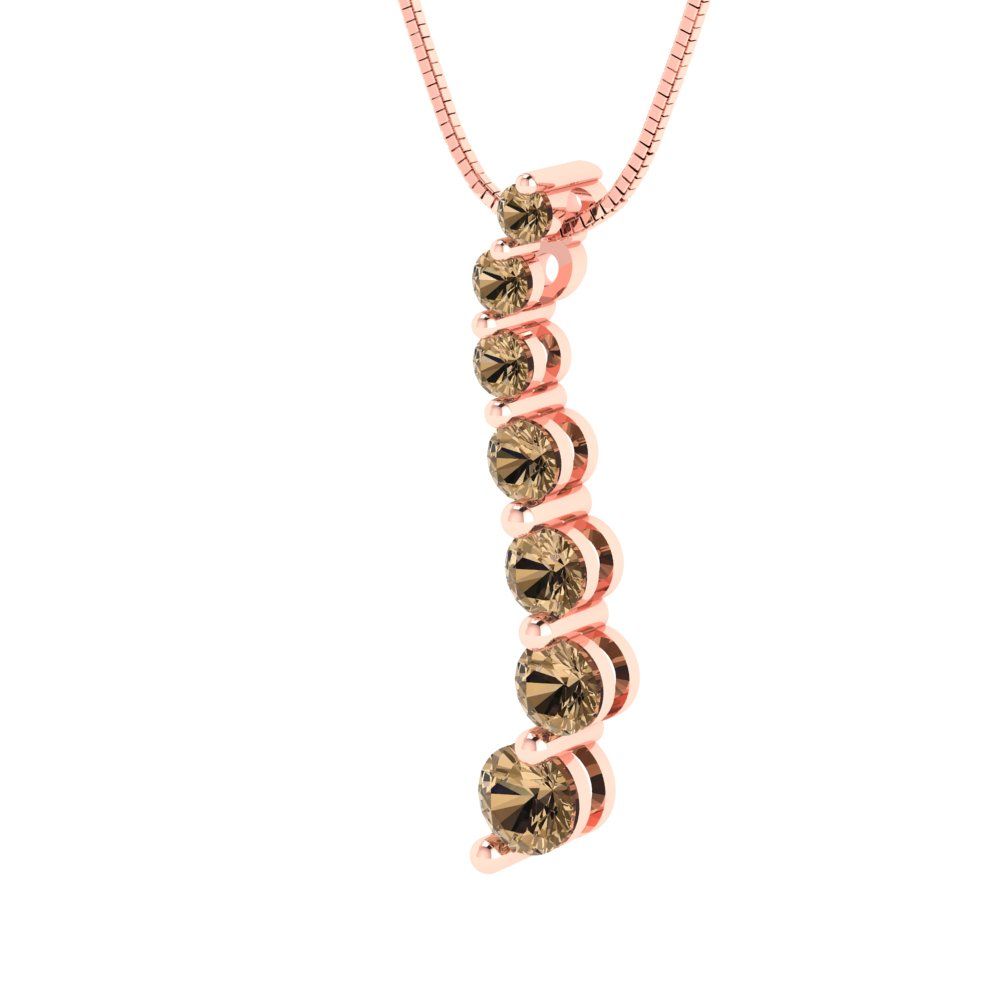 0.475cttw Round Cut Champagne Gold-Plated 925 Silver Pendant and 16" Box-Chain Necklace