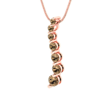 0.475cttw Round Cut Champagne Gold-Plated 925 Silver Pendant and 16" Box-Chain Necklace