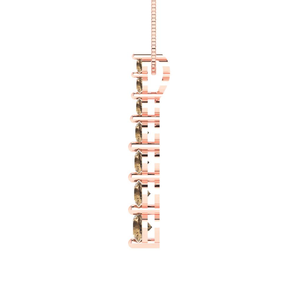 0.475 tcw Necklace Pendant - 14K White Gold Round Cut Charm Champagne - Adjustable Length - 15in Box Chain to 18in