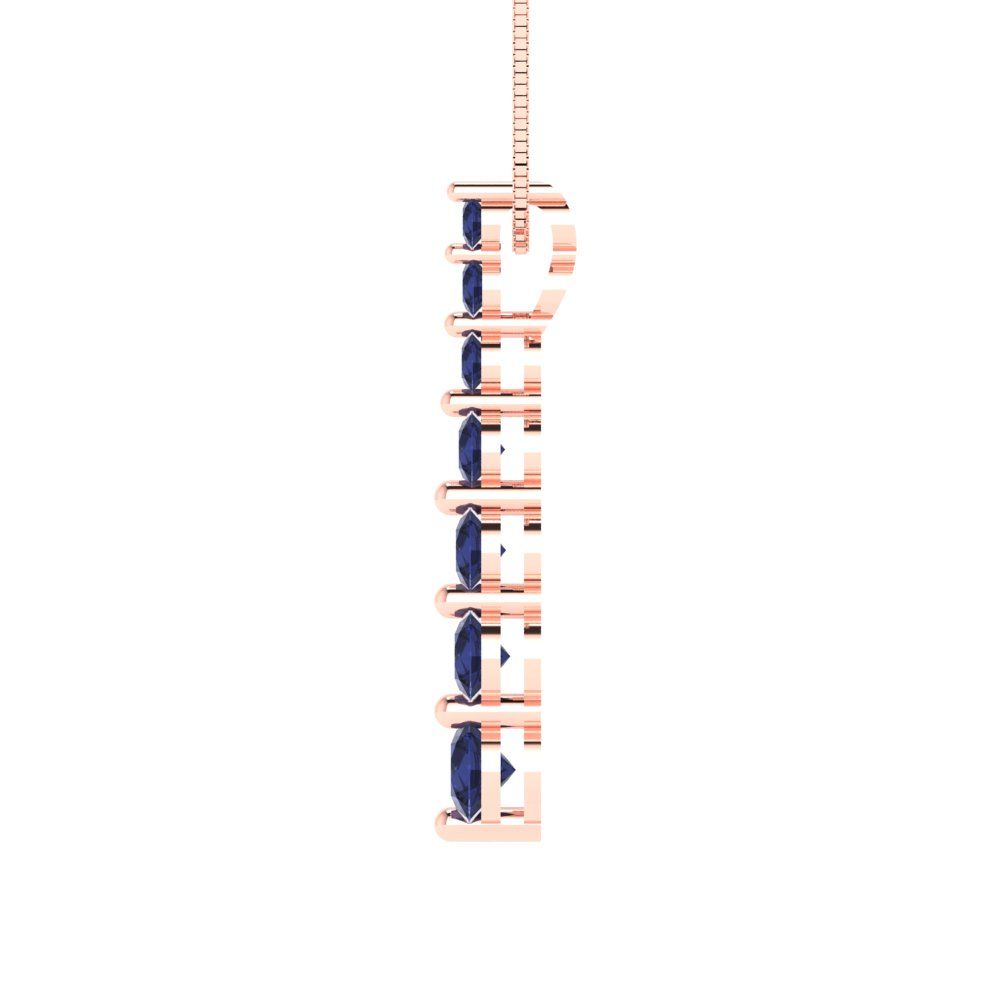 0.475 tcw Necklace Pendant - 14K White Gold Round Cut Charm Bluesapphire - Adjustable Length - 15in Box Chain to 18in