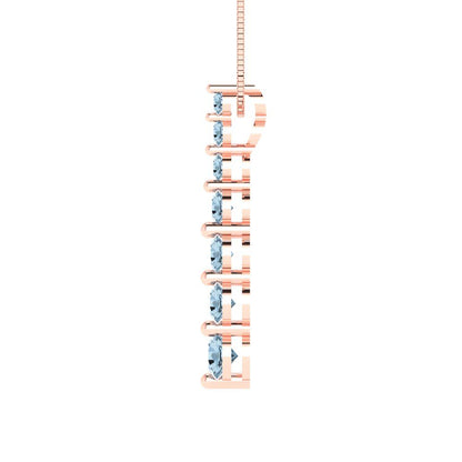 0.475 tcw Necklace Pendant - 14K White Gold Round Cut Charm Sky Blue Topaz - Adjustable Length - 15in Box Chain to 18in