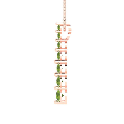 0.475 tcw Necklace Pendant - 14K White Gold Round Cut Charm Peridot - Adjustable Length - 15in Box Chain to 18in