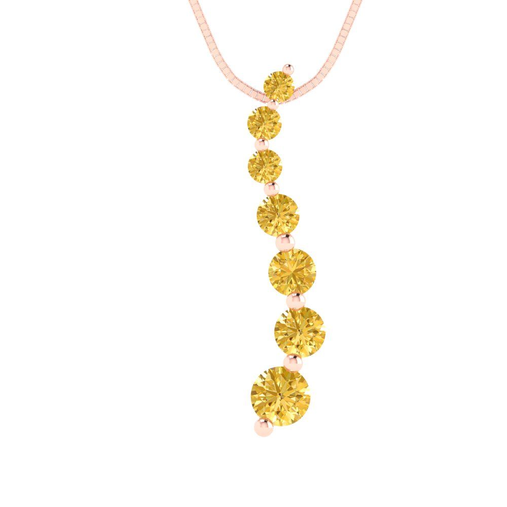 0.475cttw Round Cut Citrine Gold-Plated 925 Silver Pendant and 16" Box-Chain Necklace