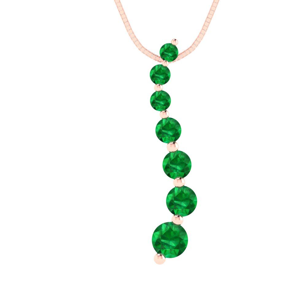 0.475cttw Round Cut Emerald Gold-Plated 925 Silver Pendant and 16" Box-Chain Necklace
