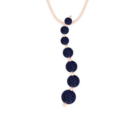 0.475 tcw Necklace Pendant - 14K White Gold Round Cut Charm Bluesapphire - Adjustable Length - 15in Box Chain to 18in
