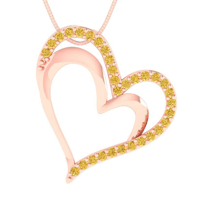 0.31cttw Round Cut Citrine Gold-Plated 925 Silver Pendant and 16" Box-Chain Necklace