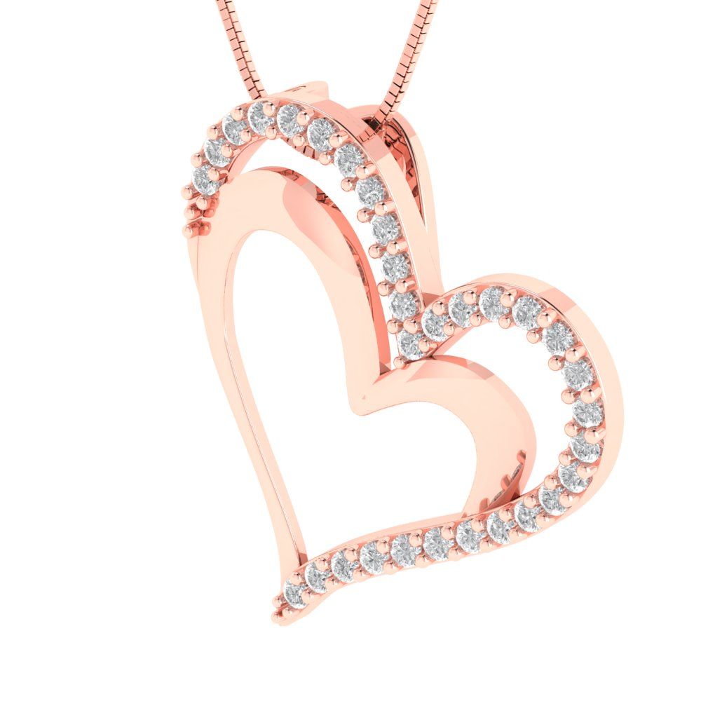 0.31 tcw Necklace Pendant - 14K White Gold Round Cut Charm White Sapphire - Adjustable Length - 15in Box Chain to 18in