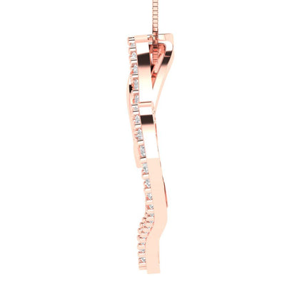 0.31 tcw Necklace Pendant - 14K White Gold Round Cut Charm Zirconia Diamond - Adjustable Length - 15in Box Chain to 18in