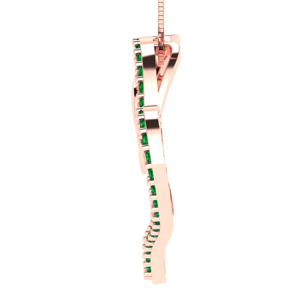 0.31cttw Round Cut Emerald Gold-Plated 925 Silver Pendant and 16" Box-Chain Necklace