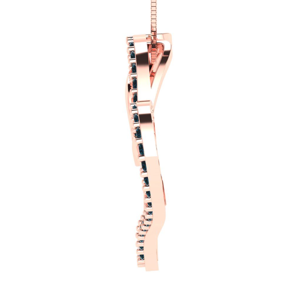 0.31 tcw Necklace Pendant - 14K White Gold Round Cut Charm London - Adjustable Length - 15in Box Chain to 18in