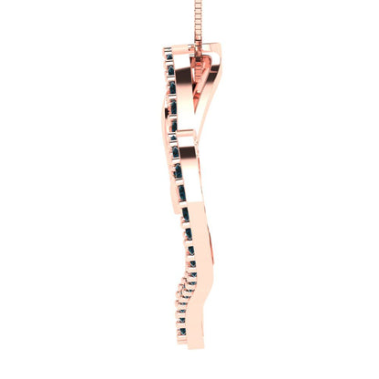 0.31 tcw Necklace Pendant - 14K White Gold Round Cut Charm London - Adjustable Length - 15in Box Chain to 18in