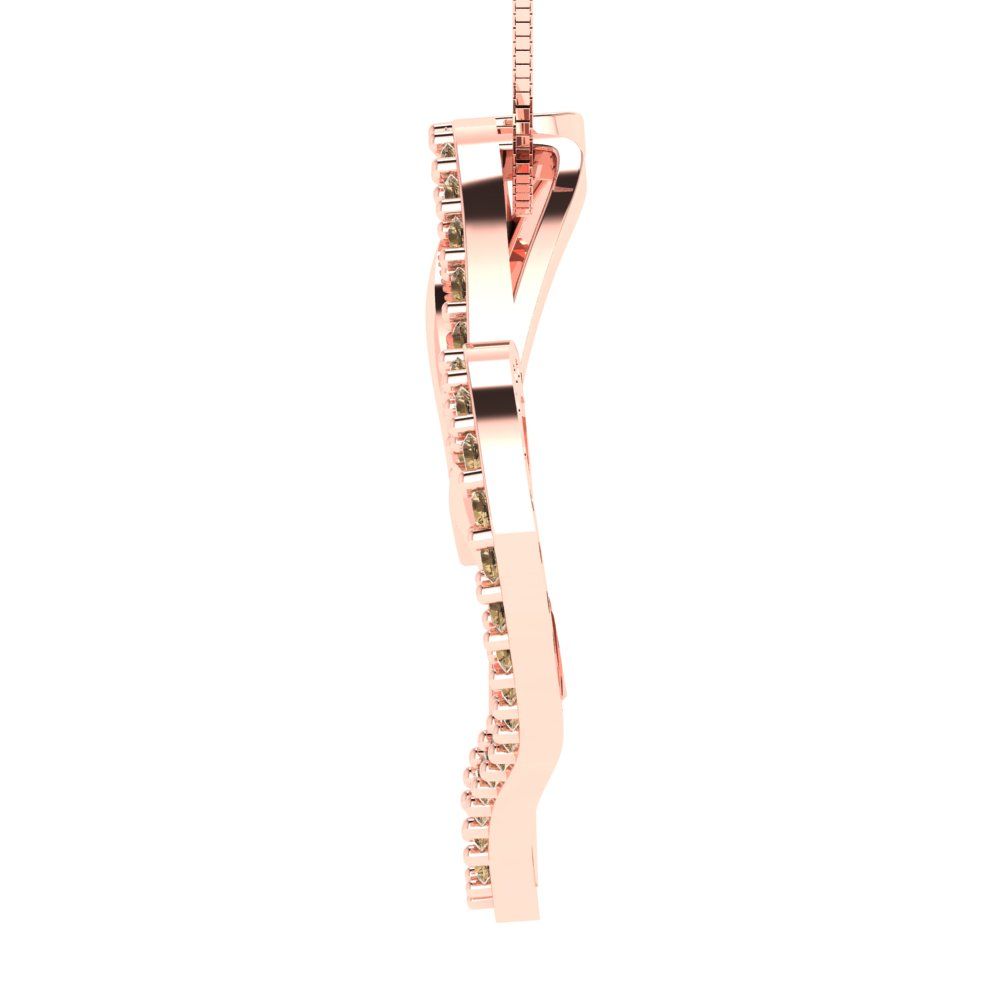 0.31 tcw Necklace Pendant - 14K White Gold Round Cut Charm Champagne - Adjustable Length - 15in Box Chain to 18in