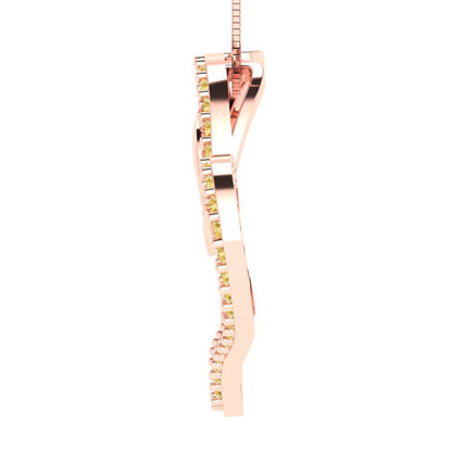 0.31cttw Round Cut Citrine Gold-Plated 925 Silver Pendant and 16" Box-Chain Necklace