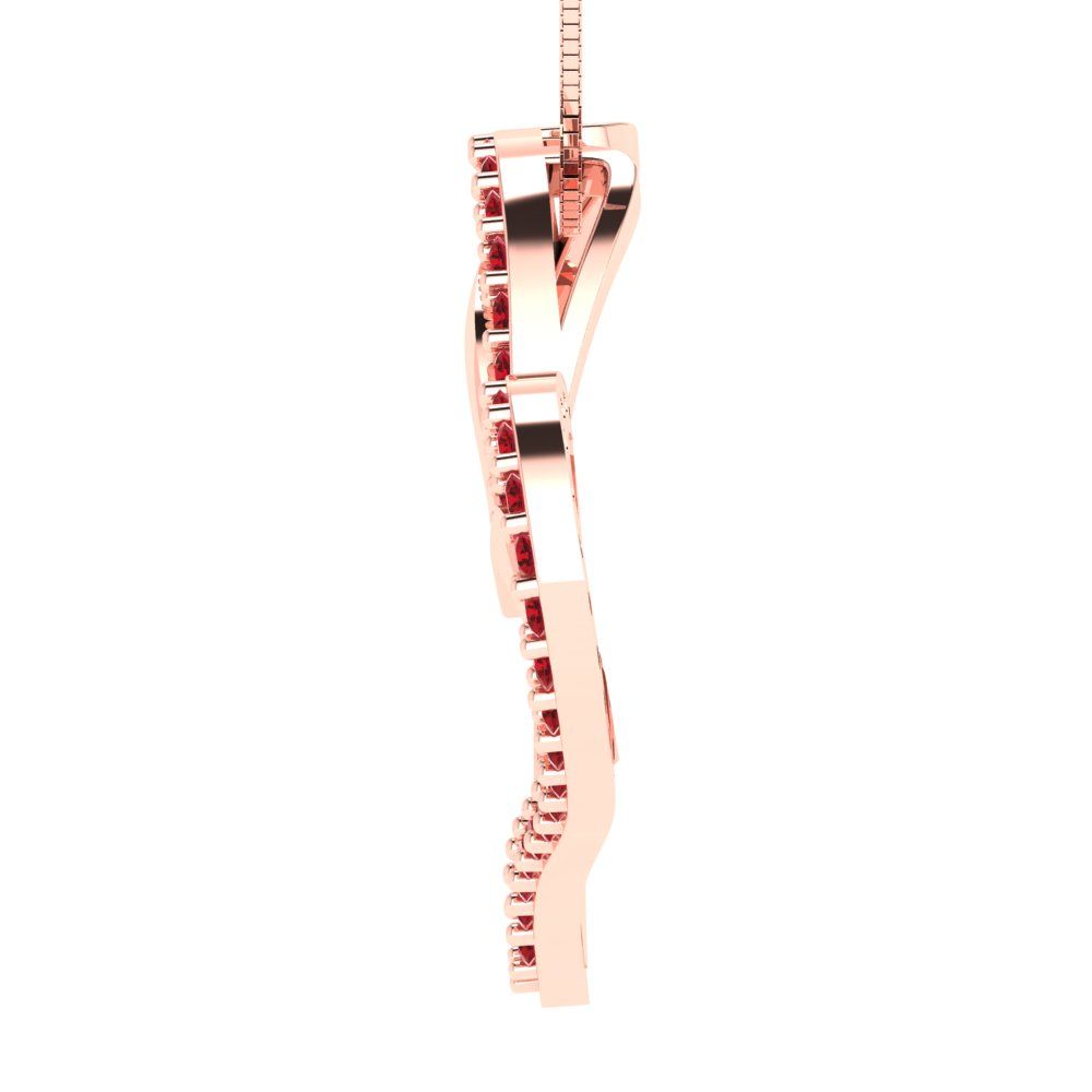 0.31 tcw Necklace Pendant - 14K White Gold Round Cut Charm Pink Tourmaline - Adjustable Length - 15in Box Chain to 18in