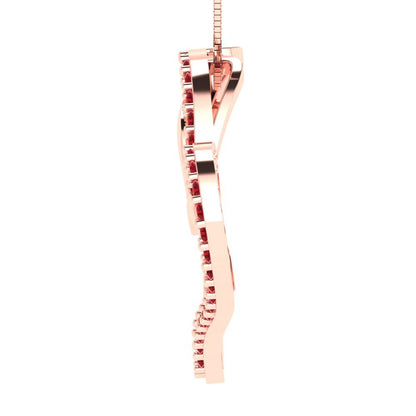 0.31 tcw Necklace Pendant - 14K White Gold Round Cut Charm Pink Tourmaline - Adjustable Length - 15in Box Chain to 18in