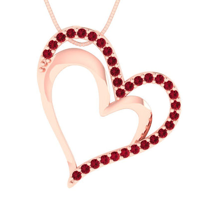 0.31 tcw Necklace Pendant - 14K White Gold Round Cut Charm Pink Tourmaline - Adjustable Length - 15in Box Chain to 18in
