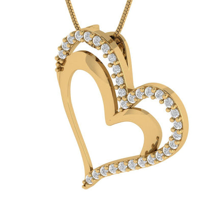 0.31 tcw Necklace Pendant - 14K White Gold Round Cut Charm White Sapphire - Adjustable Length - 15in Box Chain to 18in