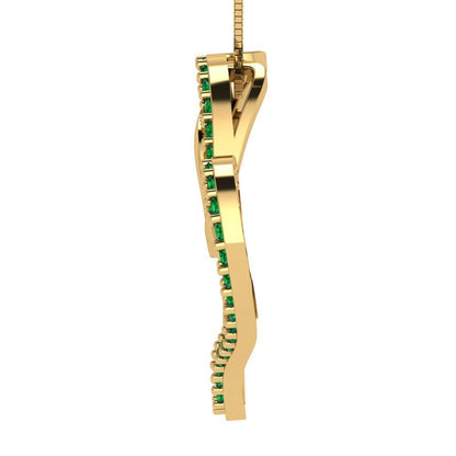 0.31cttw Round Cut Emerald Gold-Plated 925 Silver Pendant and 16" Box-Chain Necklace