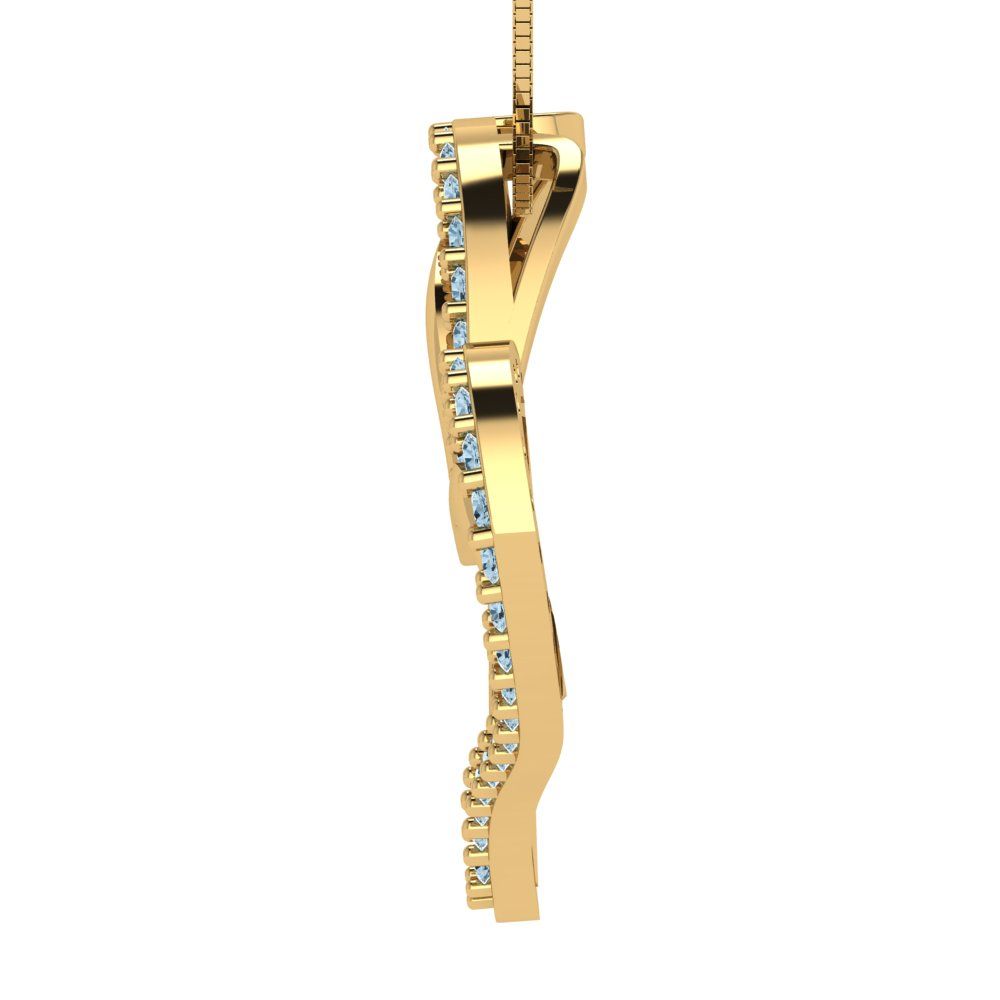 0.31cttw Round Cut Blue Gold-Plated 925 Silver Pendant and 16" Box-Chain Necklace