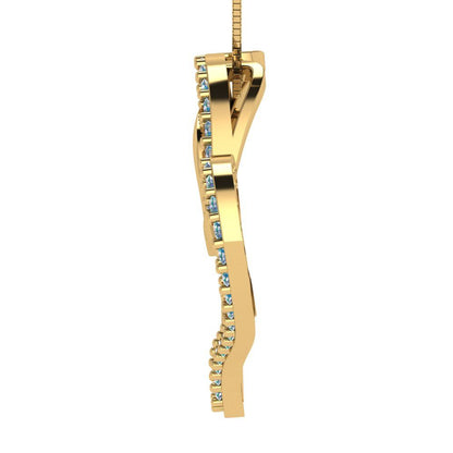 0.31 tcw Necklace Pendant - 14K White Gold Round Cut Charm Blue Moissanite - Adjustable Length - 15in Box Chain to 18in