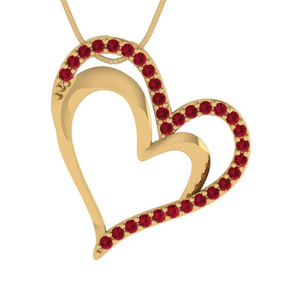 0.31 tcw Necklace Pendant - 14K White Gold Round Cut Charm Pink Tourmaline - Adjustable Length - 15in Box Chain to 18in