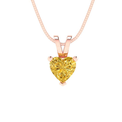 0.5cttw Heart Cut Citrine Gold-Plated 925 Silver Pendant and 16" Box-Chain Necklace