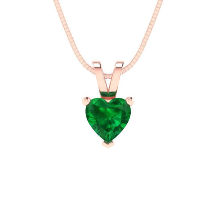 0.5cttw Heart Cut Emerald Gold-Plated 925 Silver Pendant and 16" Box-Chain Necklace