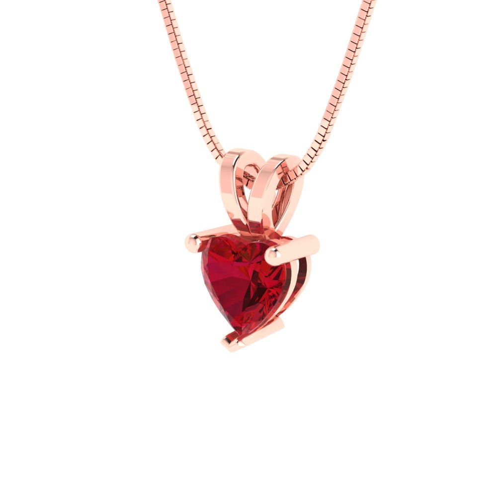 0.5 tcw Necklace Pendant - 14K White Gold Heart Cut Solitaire  Pink Tourmaline - Adjustable Length - 15in Box Chain to 18in