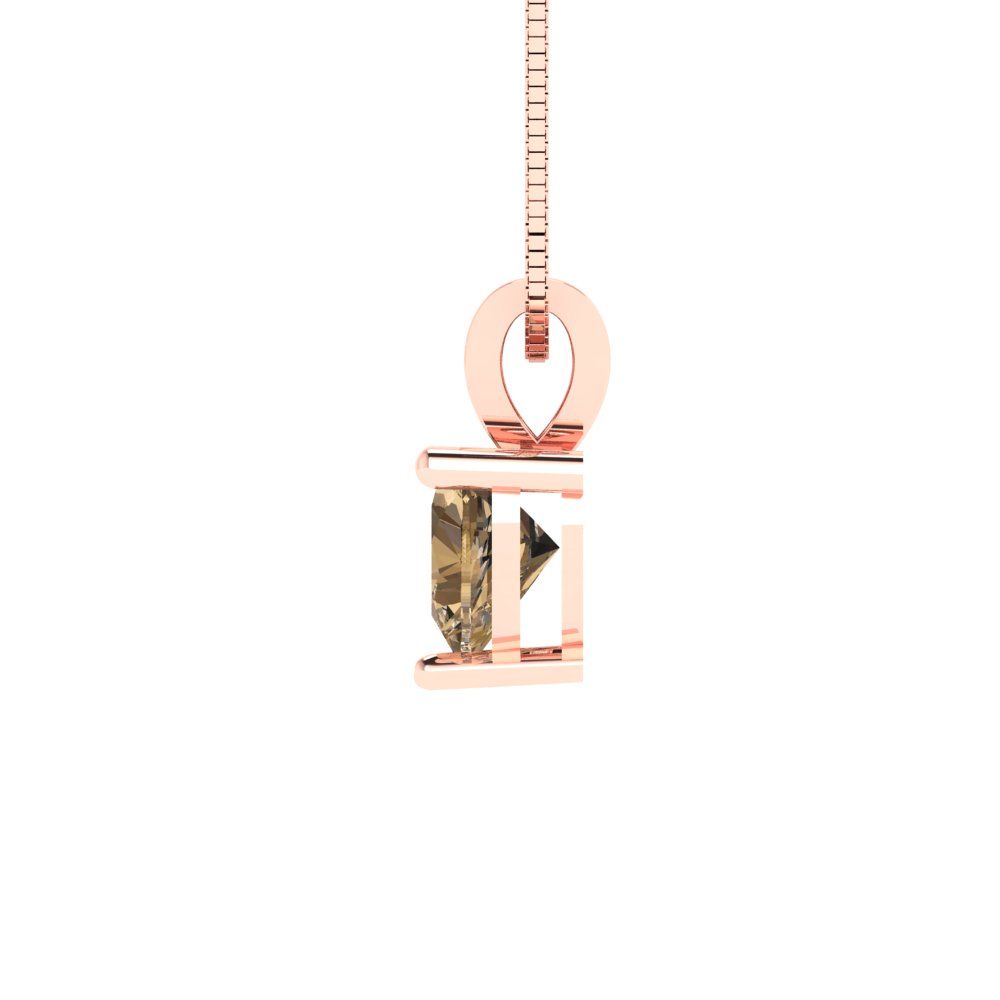 0.5cttw Heart Cut Champagne Gold-Plated 925 Silver Pendant and 16" Box-Chain Necklace