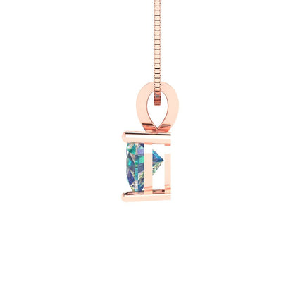 0.5cttw Heart Cut Blue Moissanite Gold-Plated 925 Silver Pendant and 16" Box-Chain Necklace